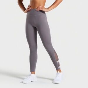 Gymshark Empower Leggings with Mesh Details on the Leg in Slate Gray Size Small
